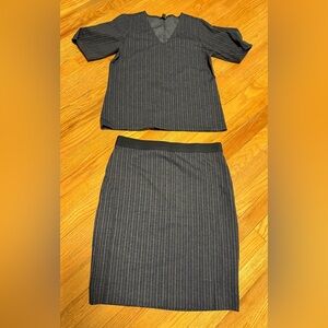 Ann Taylor Black and White Pinstripe Skirt Set